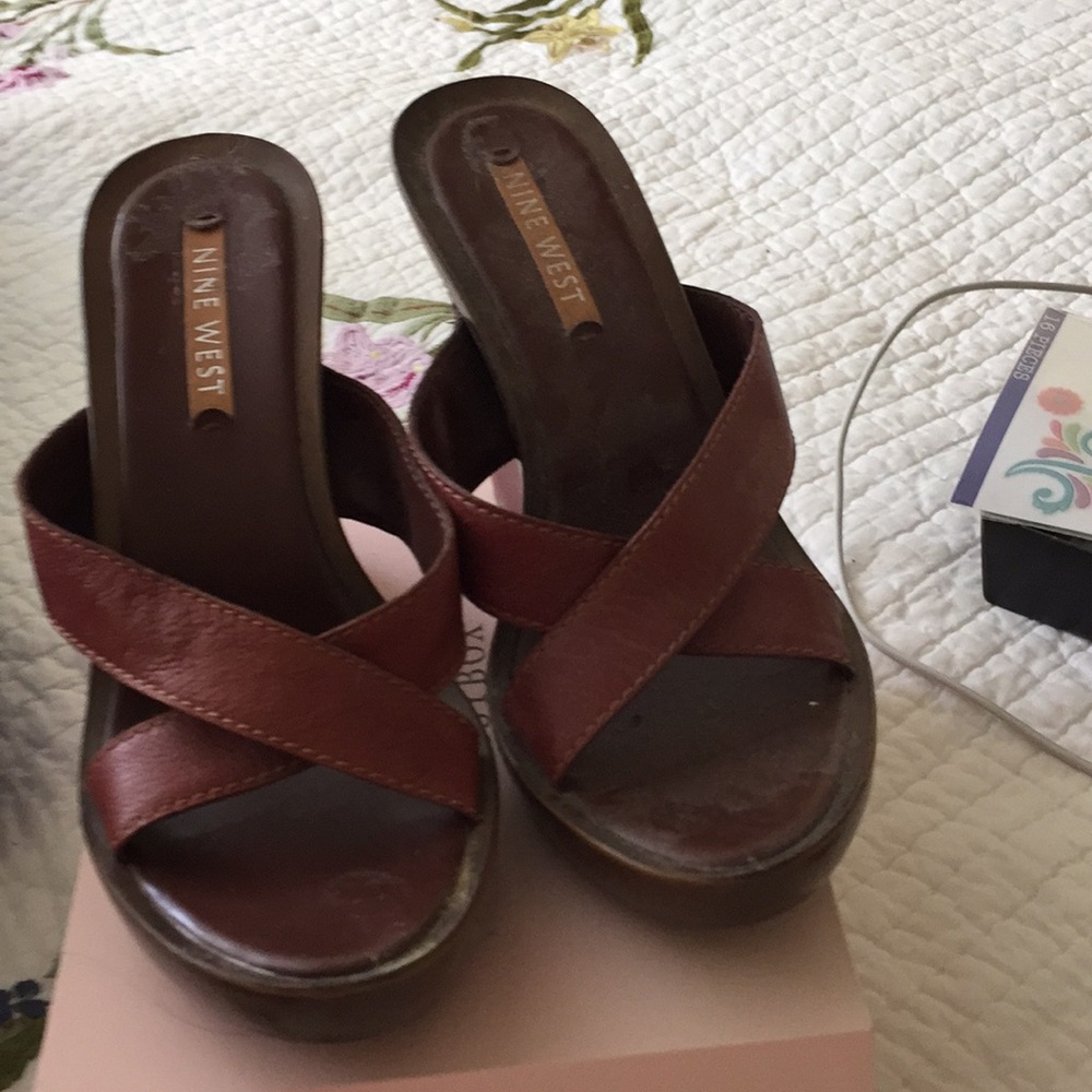 Nine West maple brown color leather slip ons